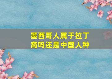 墨西哥人属于拉丁裔吗还是中国人种