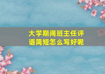 大学期间班主任评语简短怎么写好呢