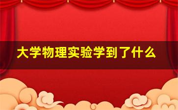 大学物理实验学到了什么