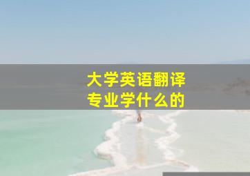 大学英语翻译专业学什么的