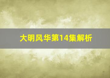 大明风华第14集解析