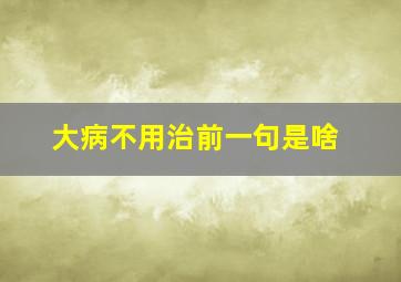 大病不用治前一句是啥