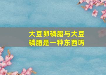 大豆卵磷脂与大豆磷脂是一种东西吗