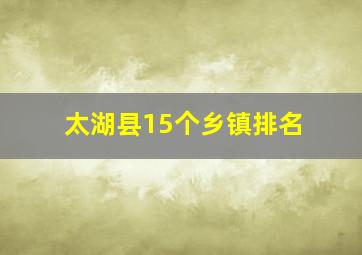 太湖县15个乡镇排名