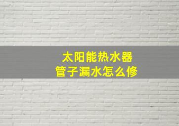 太阳能热水器管子漏水怎么修