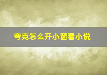 夸克怎么开小窗看小说