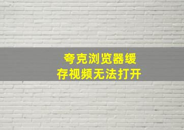 夸克浏览器缓存视频无法打开