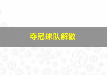 夺冠球队解散