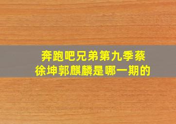 奔跑吧兄弟第九季蔡徐坤郭麒麟是哪一期的