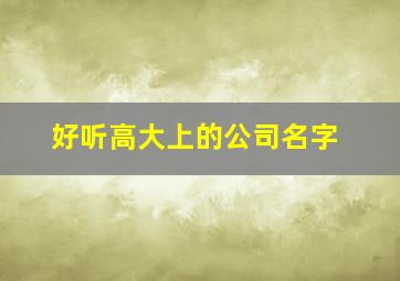 好听高大上的公司名字