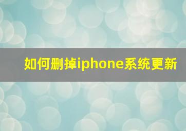 如何删掉iphone系统更新