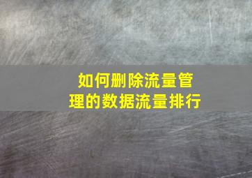 如何删除流量管理的数据流量排行