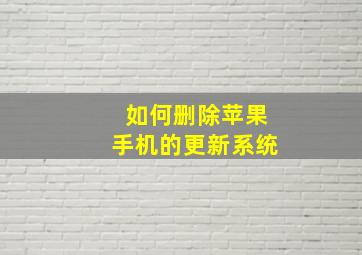 如何删除苹果手机的更新系统