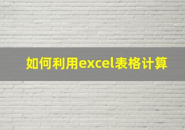 如何利用excel表格计算