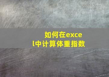 如何在excel中计算体重指数