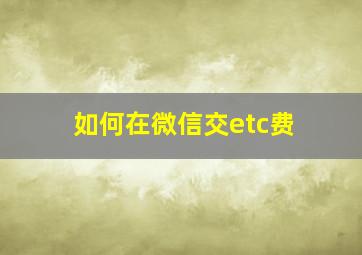 如何在微信交etc费