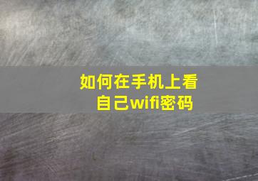 如何在手机上看自己wifi密码