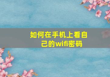 如何在手机上看自己的wifi密码