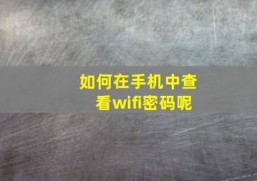 如何在手机中查看wifi密码呢