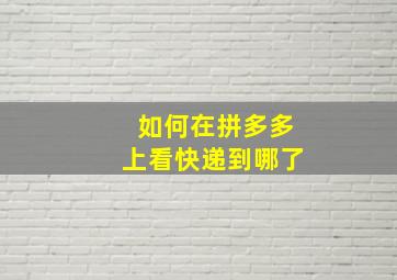 如何在拼多多上看快递到哪了