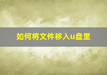 如何将文件移入u盘里