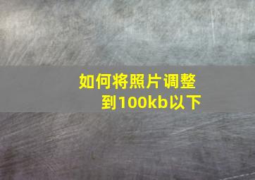 如何将照片调整到100kb以下