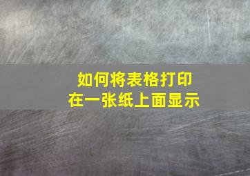 如何将表格打印在一张纸上面显示