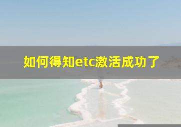 如何得知etc激活成功了