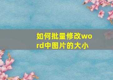 如何批量修改word中图片的大小