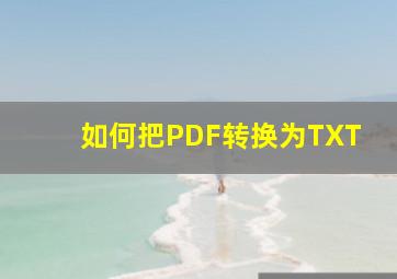 如何把PDF转换为TXT