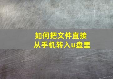 如何把文件直接从手机转入u盘里