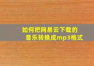 如何把网易云下载的音乐转换成mp3格式