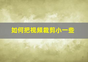 如何把视频裁剪小一些