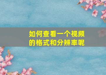 如何查看一个视频的格式和分辨率呢