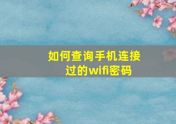 如何查询手机连接过的wifi密码