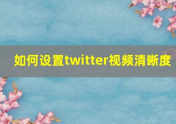 如何设置twitter视频清晰度