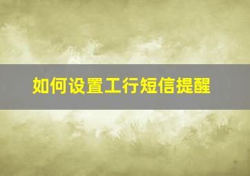 如何设置工行短信提醒