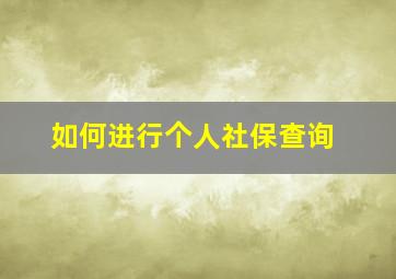 如何进行个人社保查询