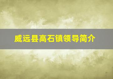 威远县高石镇领导简介