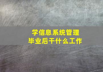 学信息系统管理毕业后干什么工作