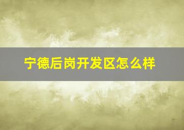 宁德后岗开发区怎么样