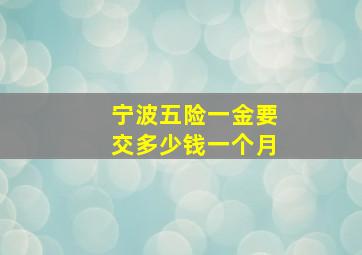 宁波五险一金要交多少钱一个月