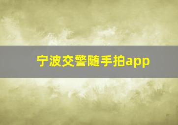 宁波交警随手拍app