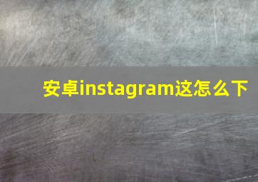 安卓instagram这怎么下