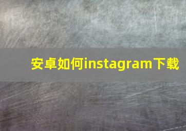 安卓如何instagram下载