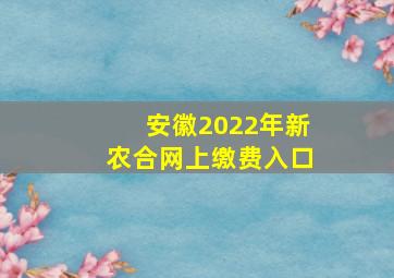 安徽2022年新农合网上缴费入口