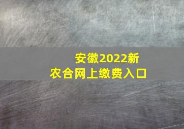 安徽2022新农合网上缴费入口