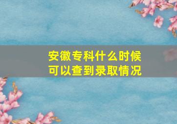 安徽专科什么时候可以查到录取情况