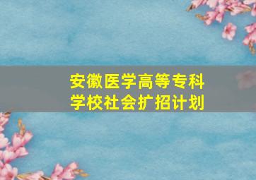 安徽医学高等专科学校社会扩招计划