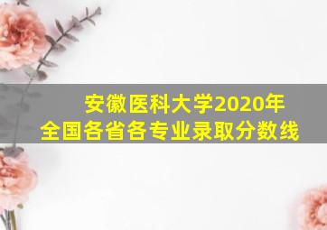 安徽医科大学2020年全国各省各专业录取分数线